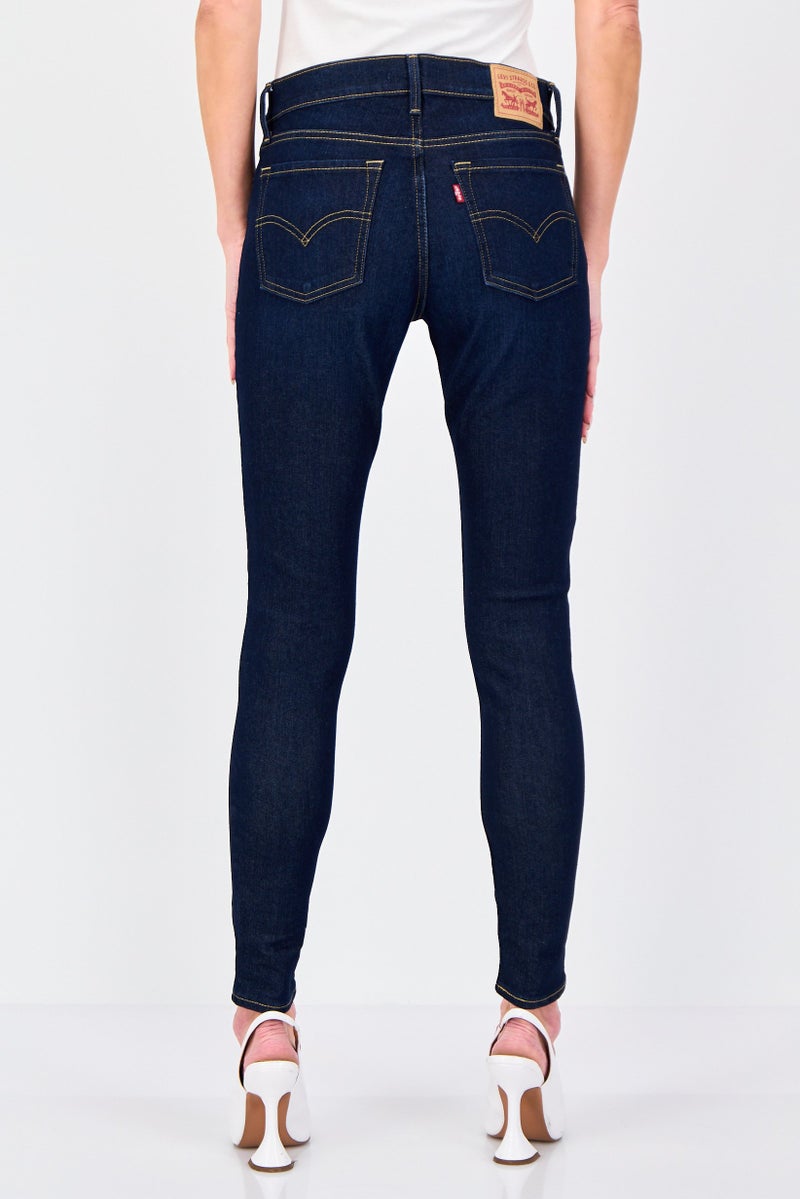 Levi's جينز نسائي ضيق جداً بخصر متوسط قابل للتمدد، أزرق داكن - Image 3